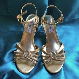 Gold heels with Rhinestone strap
